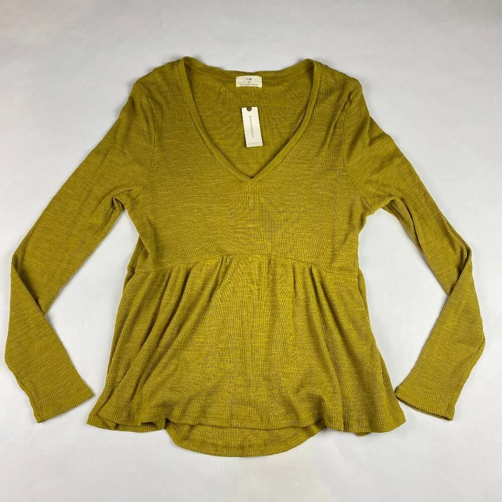 NWT Anthropologie T.La Gold Babydoll Peplum Top Women's Size Large - Picture 3 of 14